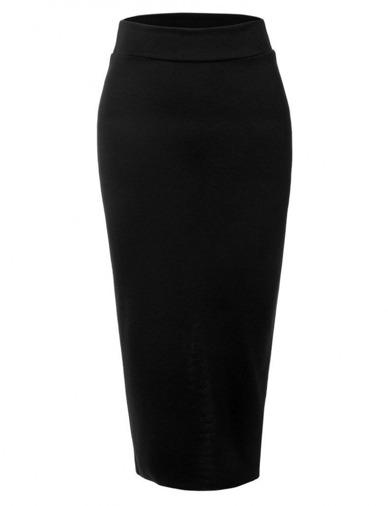 Black Knitted Wool Step Skirt M/L 
