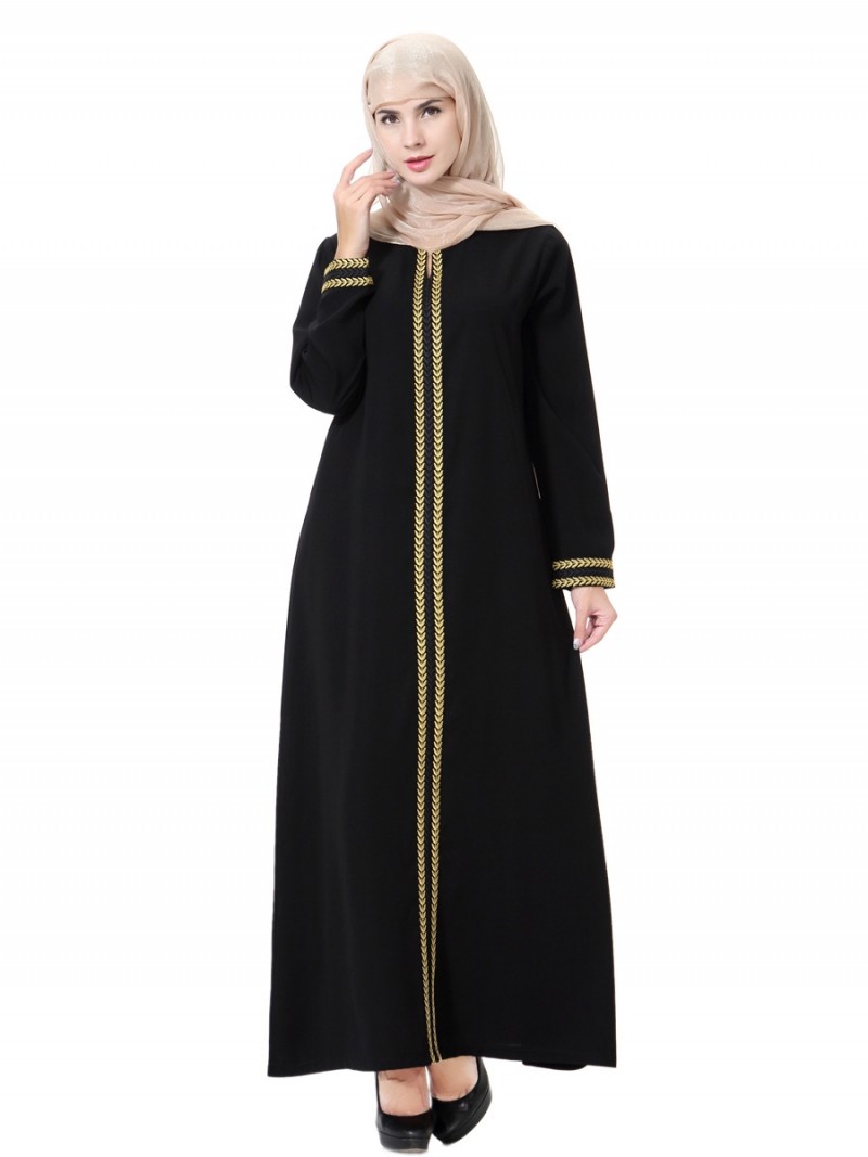 Gold Chevron Accents Abaya XXXL 