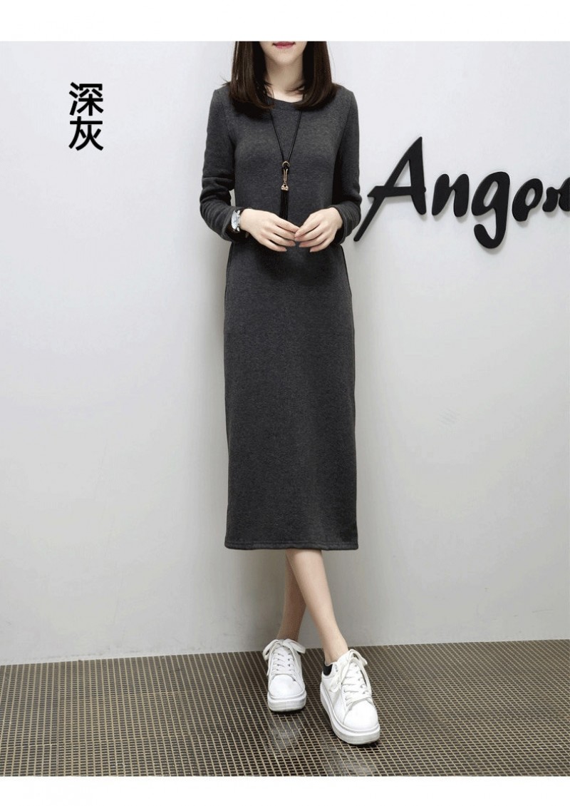 Gray Roundneck Midi Abaya L