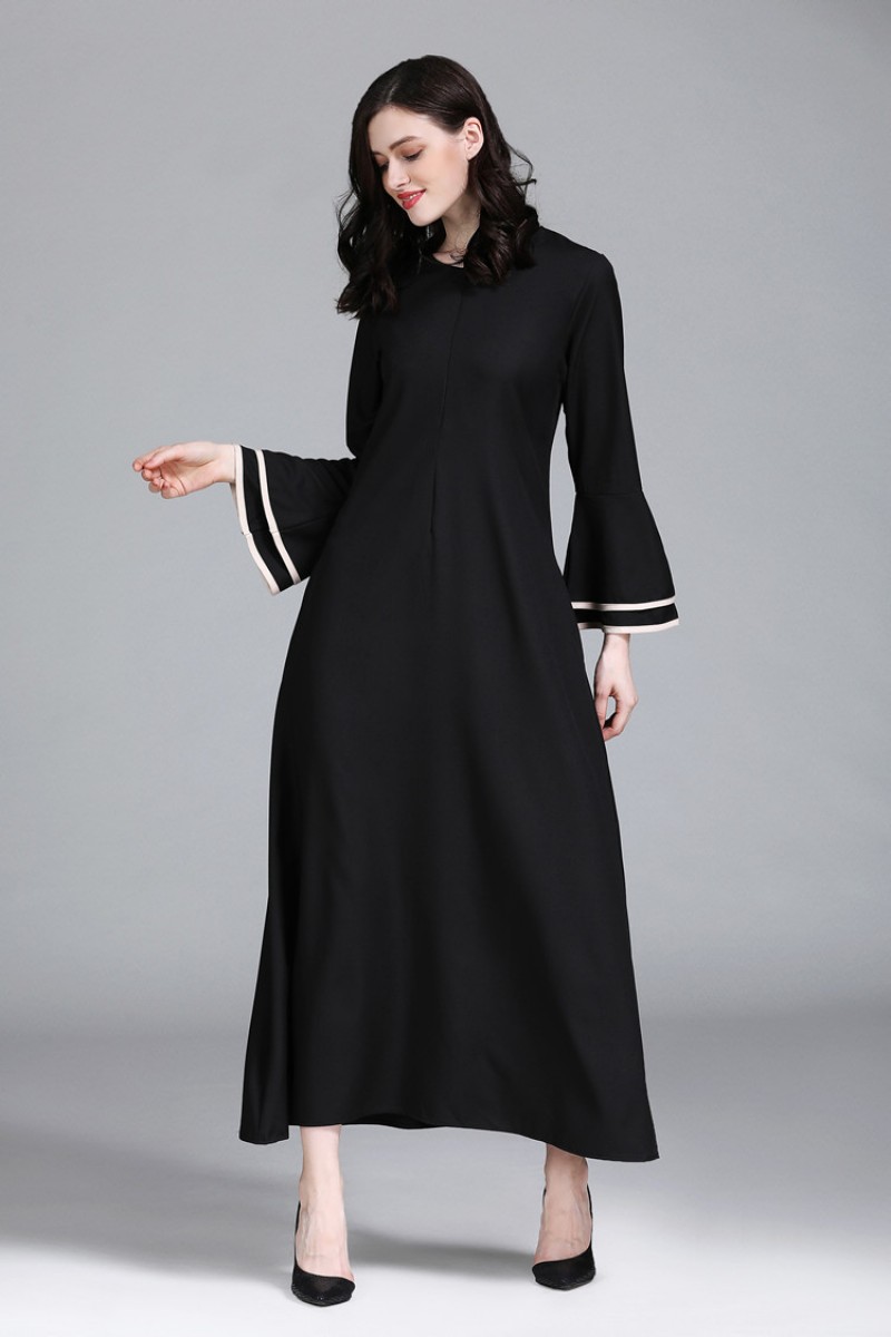 Black Korean Hemp Zip Abaya XXL 