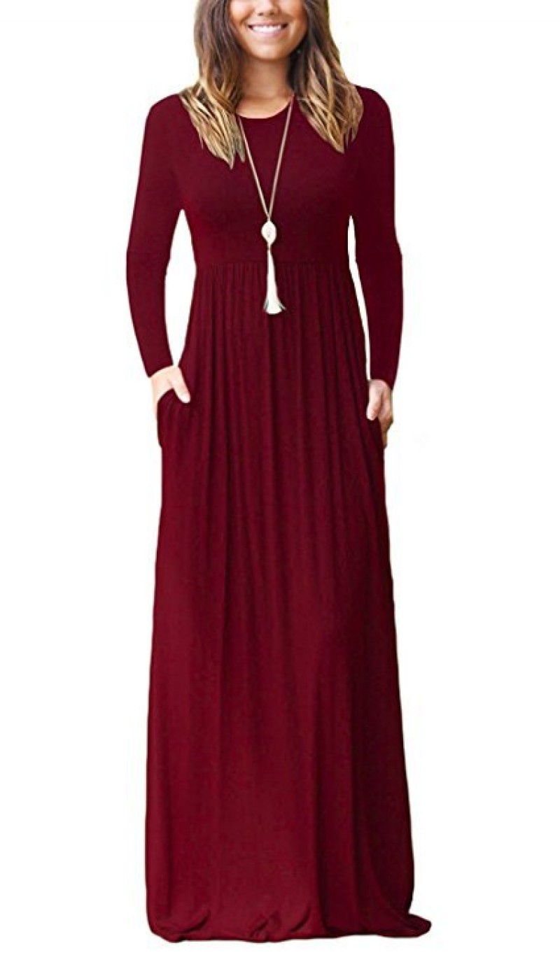 Wine red Pleated Dress Abaya S