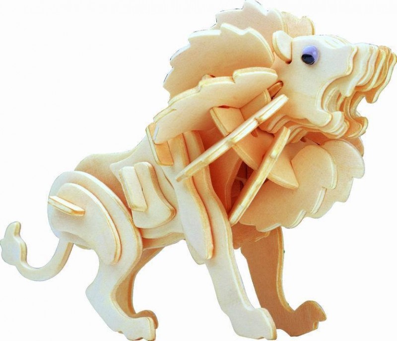 Little Lion Quadruple Comm On Board B2 Wooden 3D Sculpture