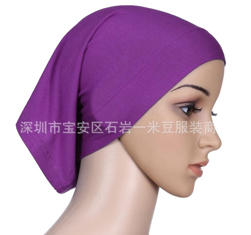 Purple Mercerised Cotton Tube Hijab Cap 