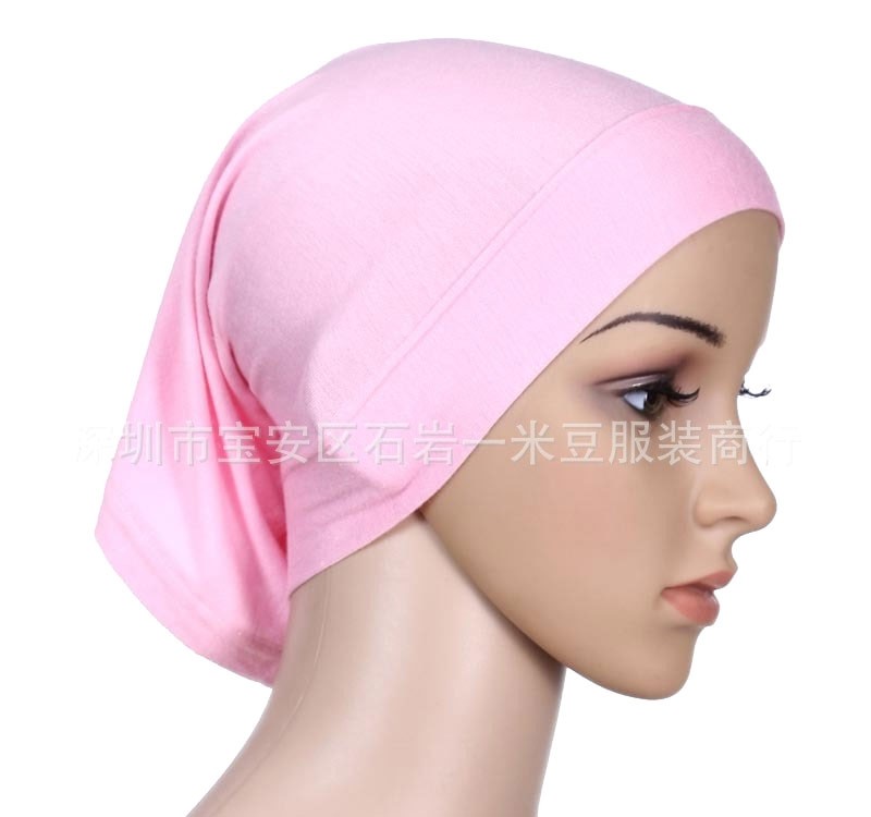 pink Mercerised Cotton Tube Hijab Cap 