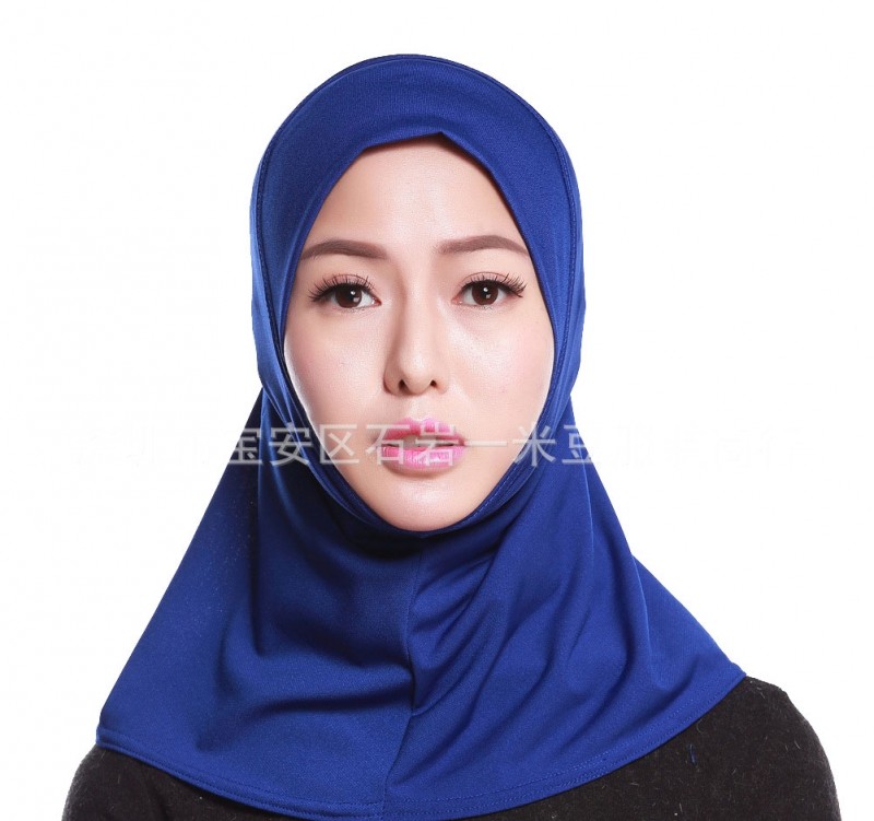 blue 43cm Mini One piece Base Ready Hijab 