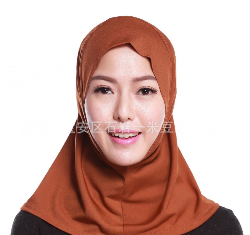 brown 43cm Mini One piece Base Ready Hijab 