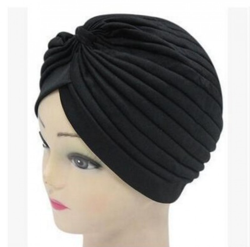 Black Classic Turban Hijab Cap 