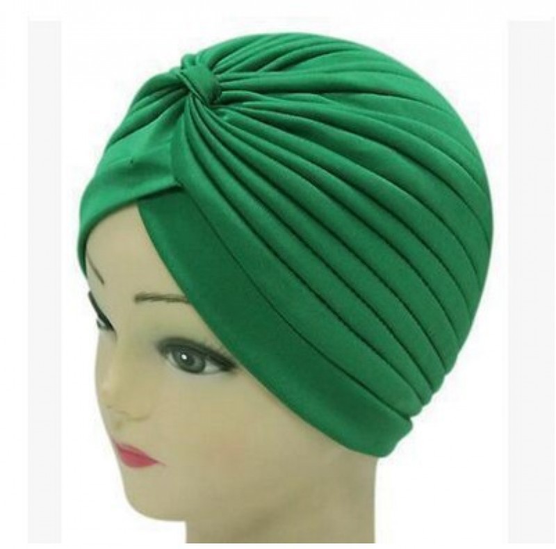 Green Classic Turban Hijab Cap 