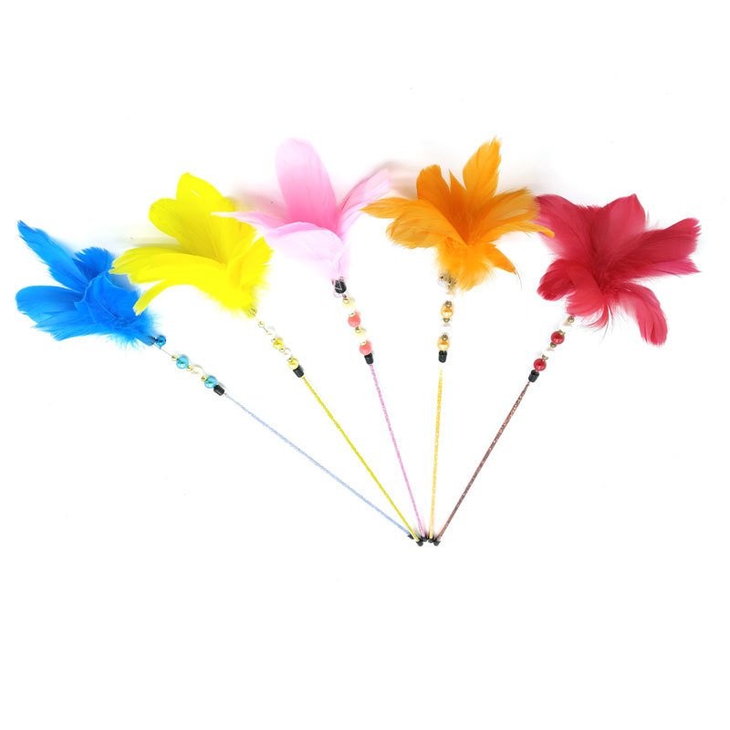 Purein the floating multi- mixed Random Colour Feather Cat Stick Toy  Clearance