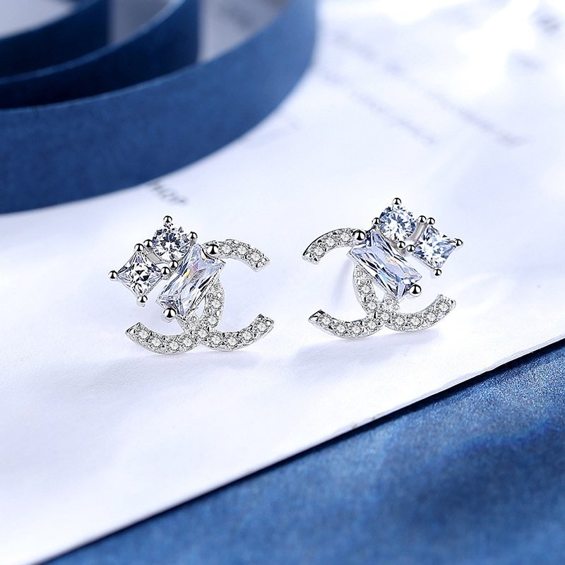 WH206-white gold silver needle Korean Style Earrings 