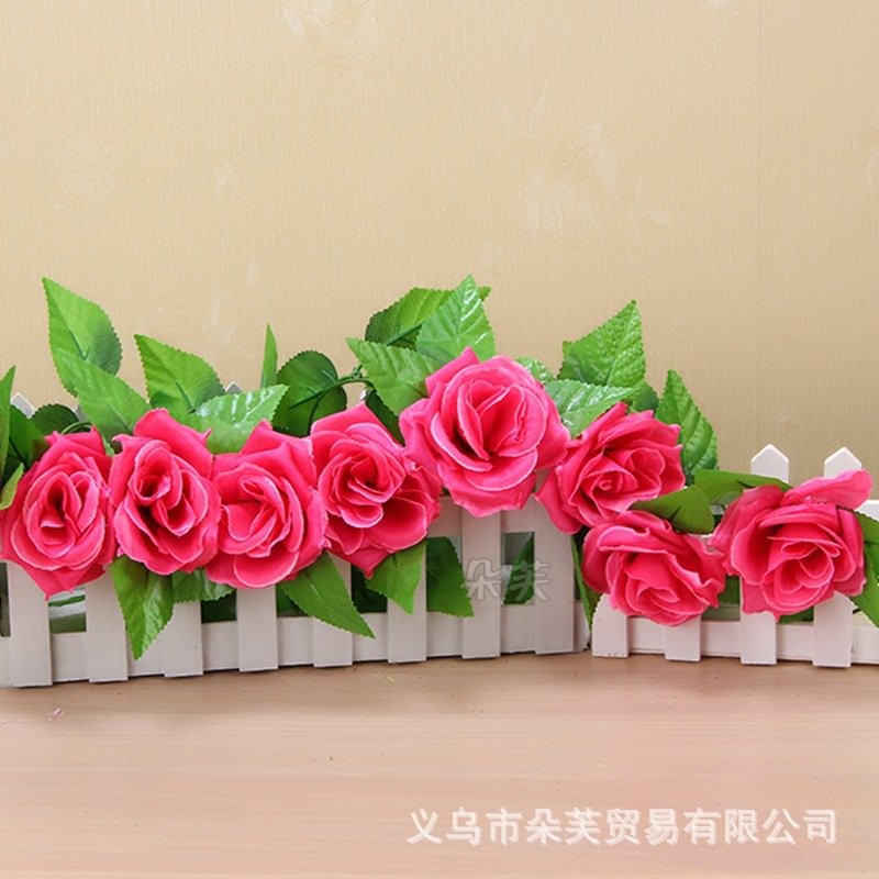 rose red 19 groupsleaves Artificial Flowers