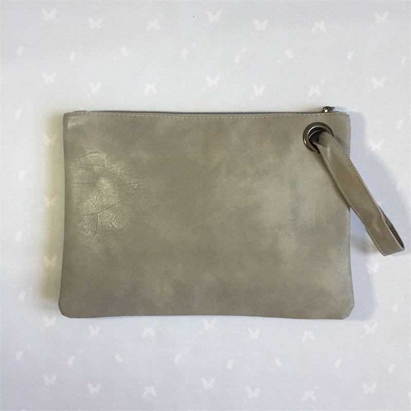 light gray Zipper Large Clutch Handbag  Clearance