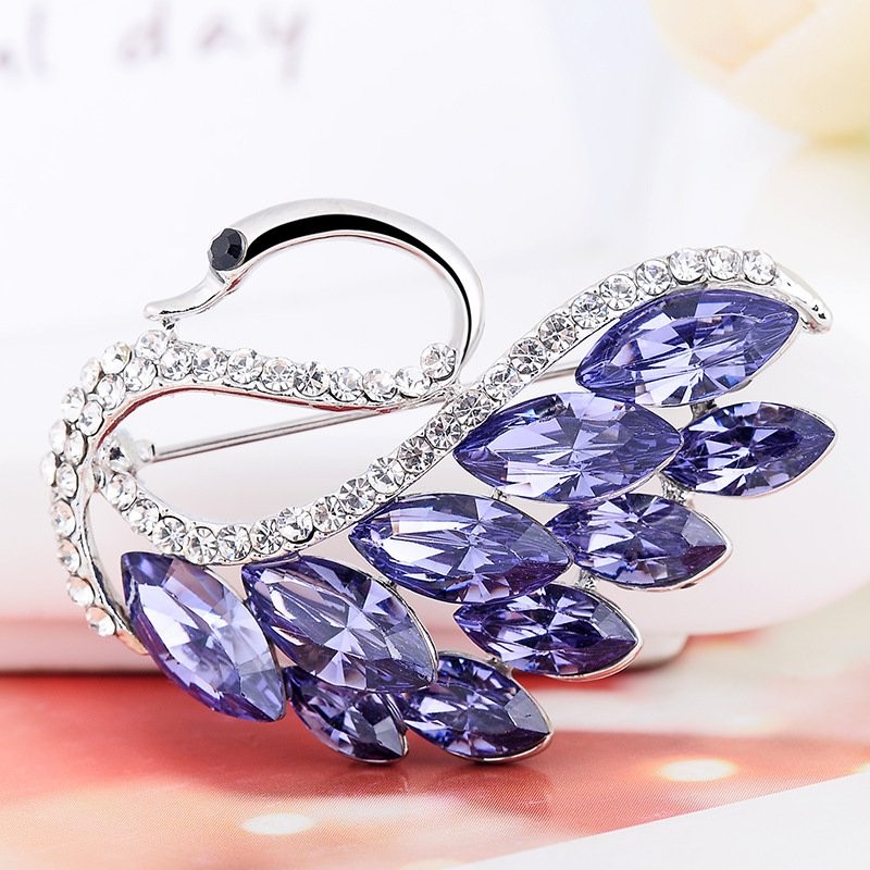 purple Swan Swarovski Brooch 