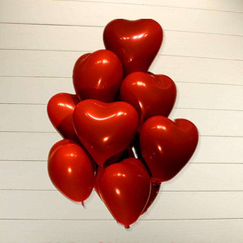 50 inches10 inch ruby ​​red hearts double layer has been set Latex Balloon Pack 