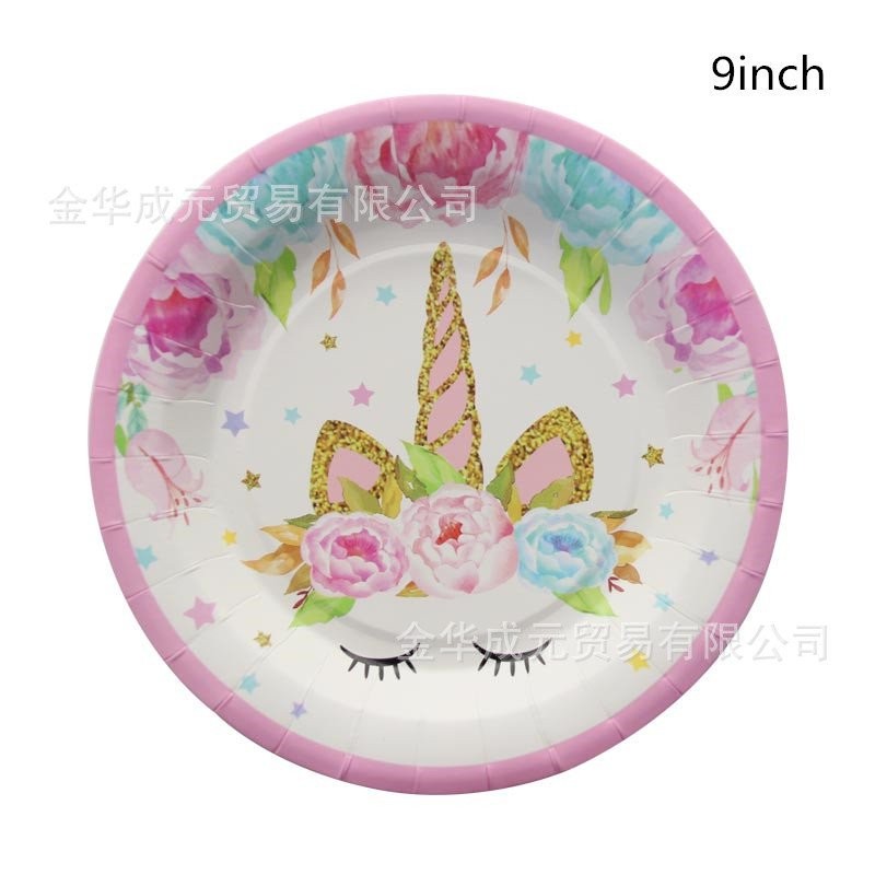 9 inch plates 16 Unicorn Paper Plate Supplies 