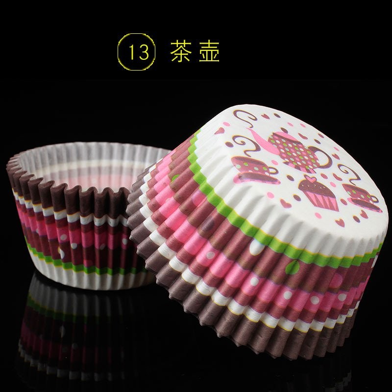 13-tea 100 Paper Cup Cake Baking Barrel