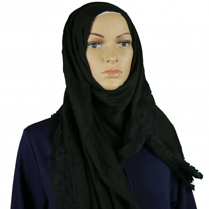 Black Lace Edge Hijab