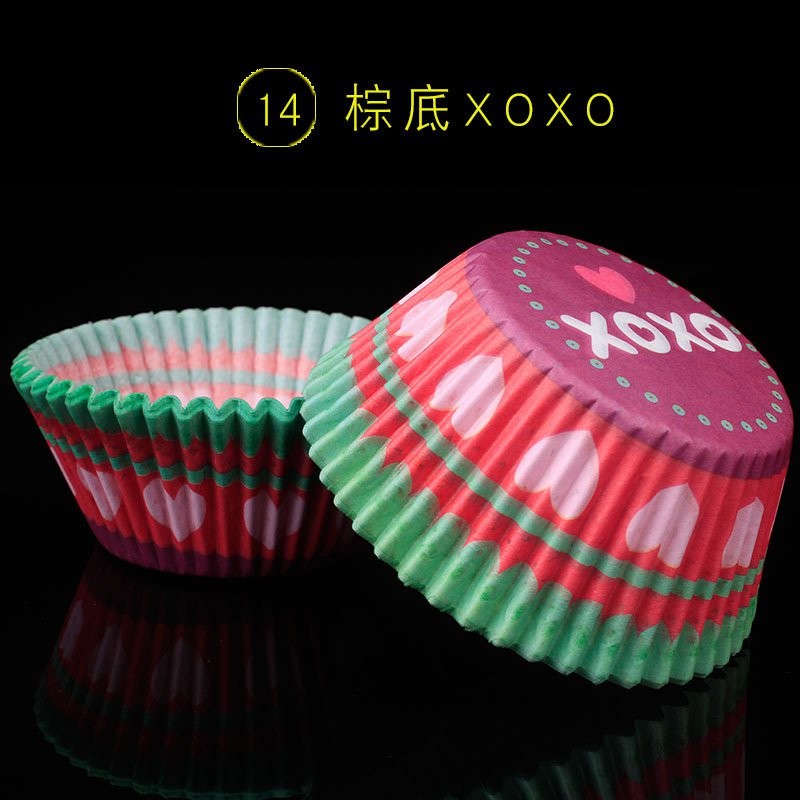 14-Brown XOXO 100 Paper Cup Cake Baking Barrel