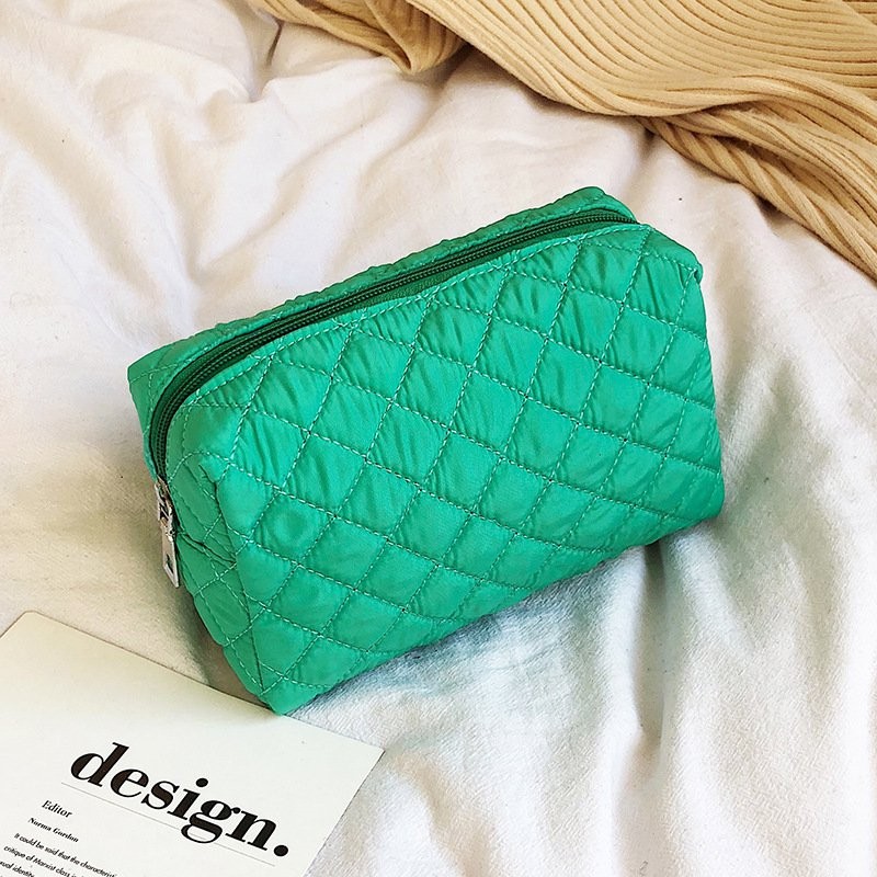 green Nylon Travel Cosmetic Bag 