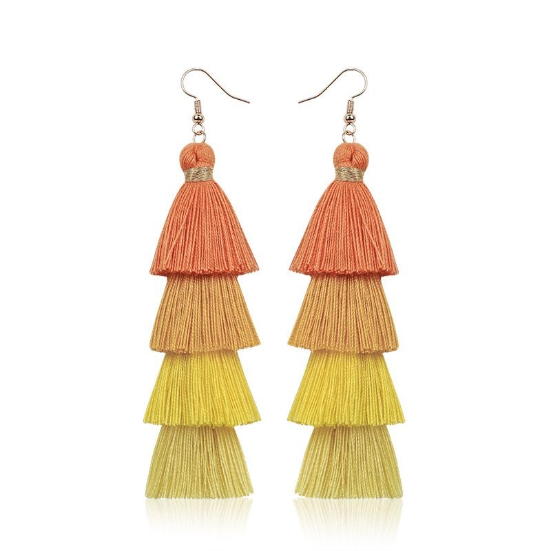 E68123 yellow Tassel Drop Earrings  Clearance
