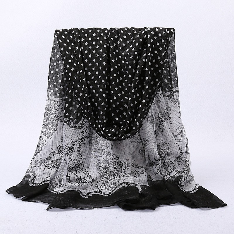  black Polka Porcelain Print Hijab