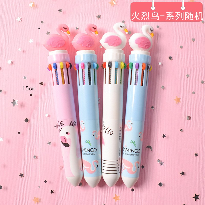 10 s flamingo random pen bullet type 0.5 Multi Colour Ball Point