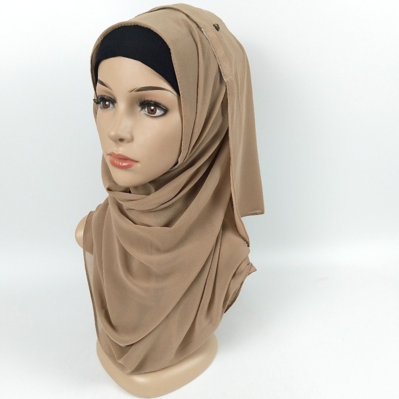 Beige Brown Premium Chiffon Instant Hijab 