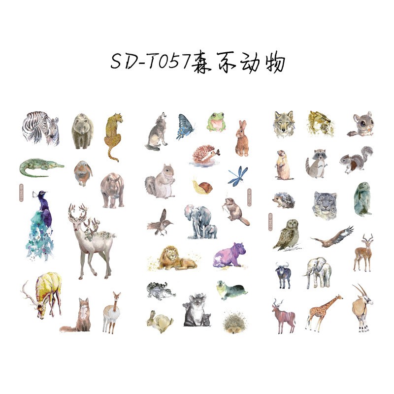 SDT057 Sen animals 3 pieces Sticker Sheet Pack