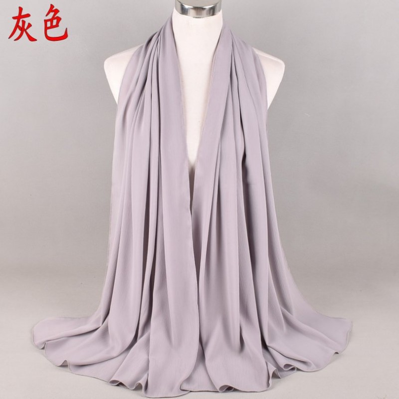 Gray Premium Textured Pearl Chiffon Hijab