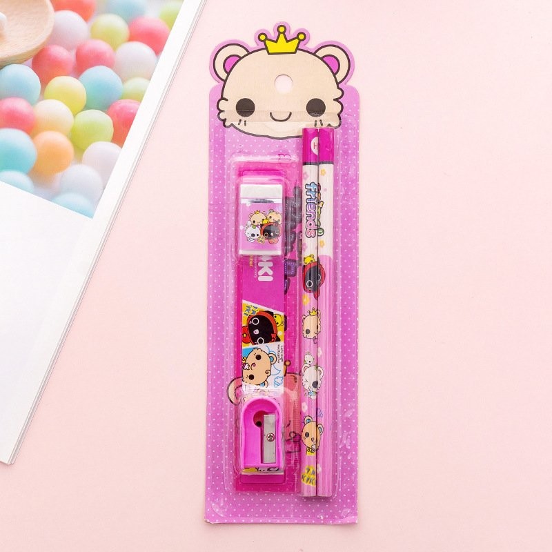 pink bear Cartoon Stationery Set