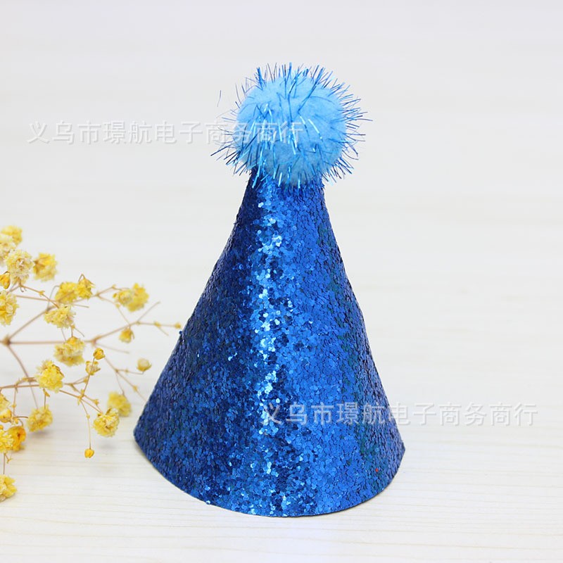 dark blue borderless height 12cm diameter 9cm seam cap Shimmer Party Hat