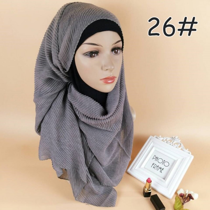 Grey Classic Cotton Crinkle Maxi Hijab