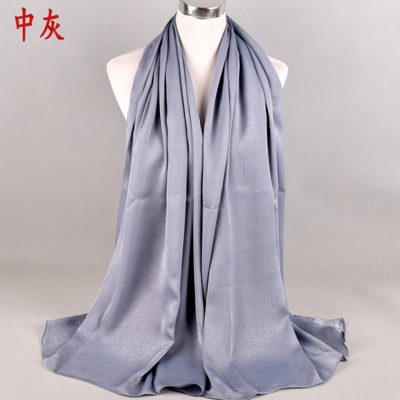 medium gray Premium Velvety Pearl Chiffon Maxi Hijab