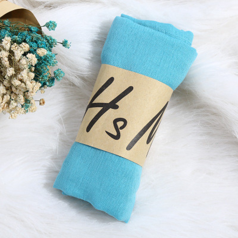 hole blue Cotton Linen 180x90cm Classic Maxi Hijab