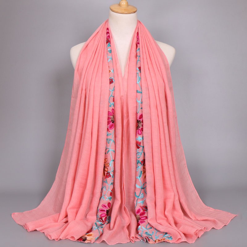 Snow Bud Premium Embroidered Cotton Bloom Hijab