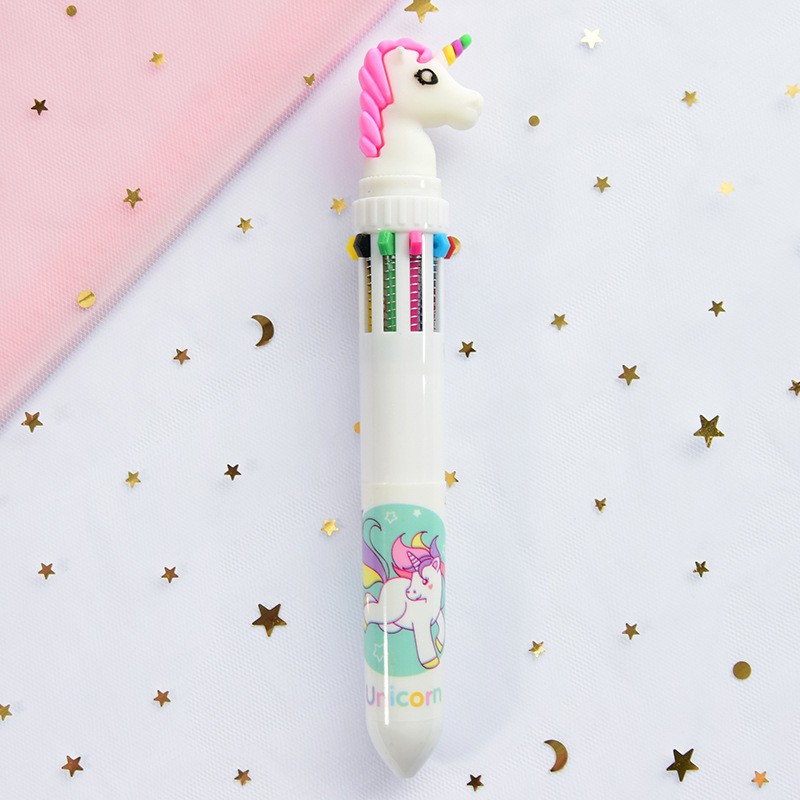 Ten Color Ballpoint Pen Unicorn White Pen 0.5 Multi Colour Pen