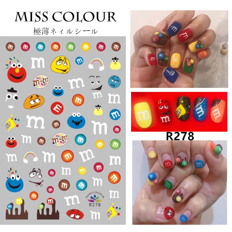 R278 Net Red M Bean Nail Stickers