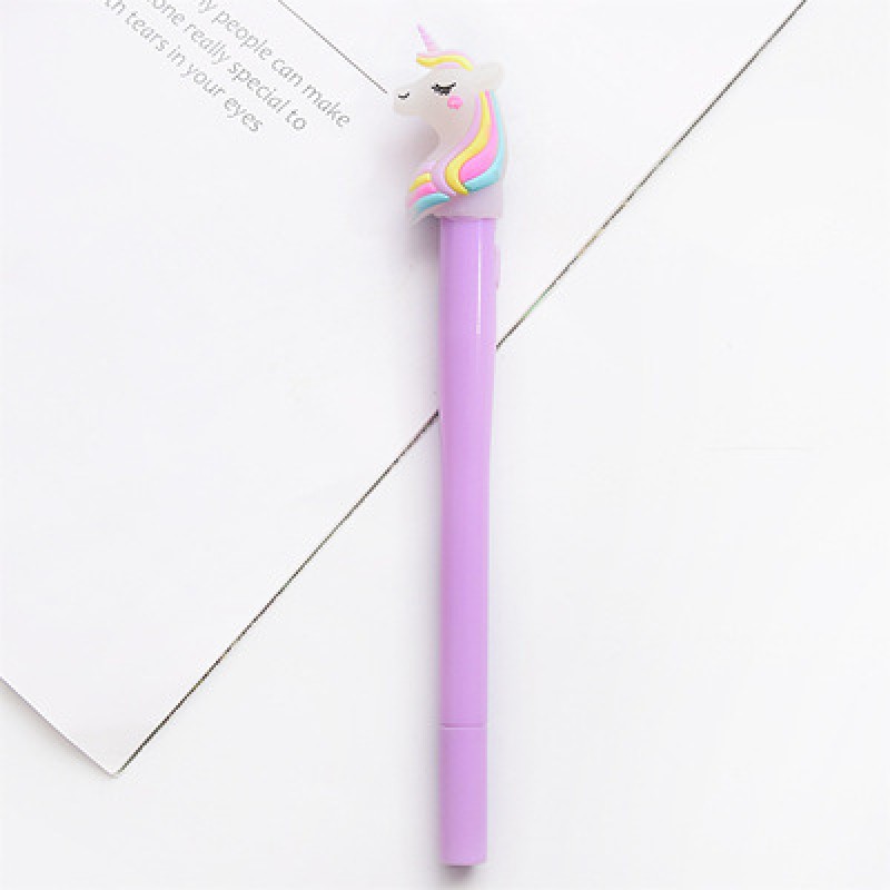 Three Dimensional Unicorn Gel Pen With Light Purple 0.5Mm Glowing Light up Pen