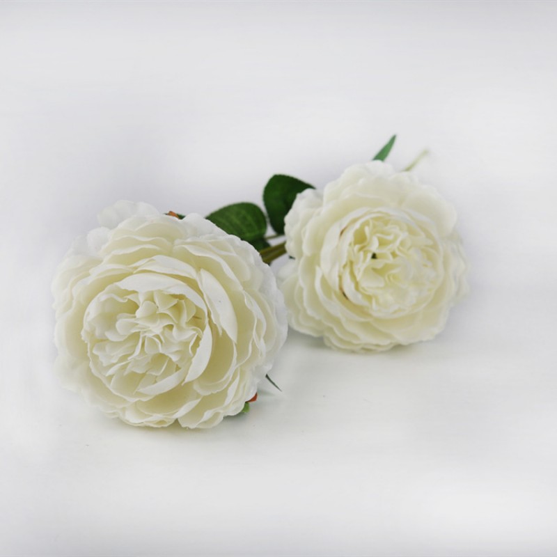 White 3 Head Peony Fake Flower Artificial