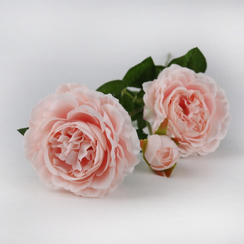 Meat Powder 3 Head Peony Fake Flower Artificial