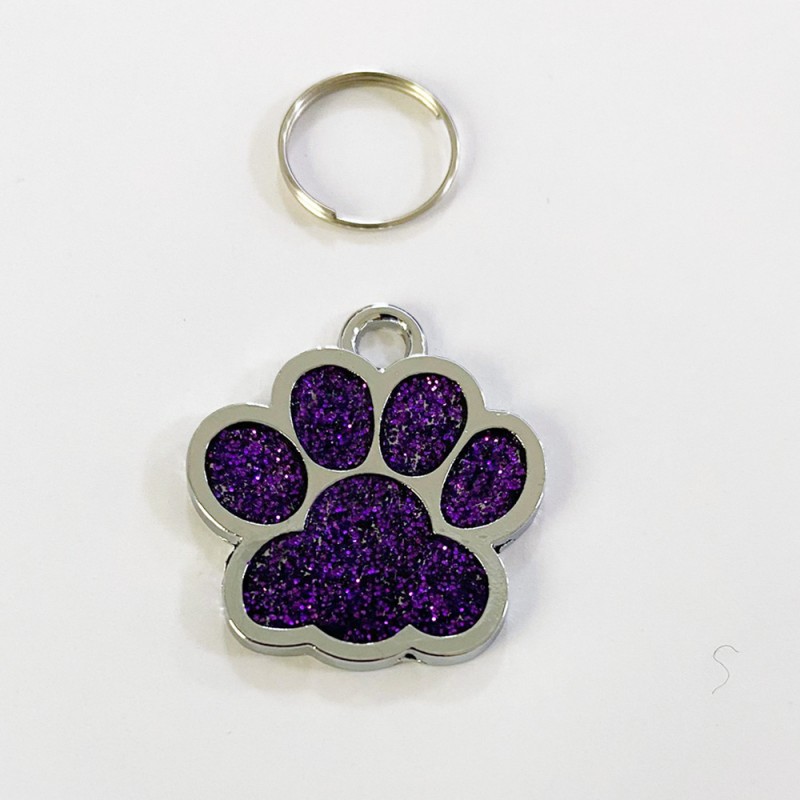 Dark Purple  Paw Dog Tag
