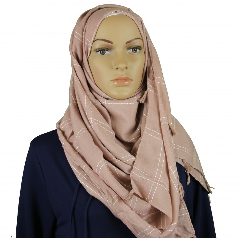 Rhubarb Criss Cross Tassel Hijab