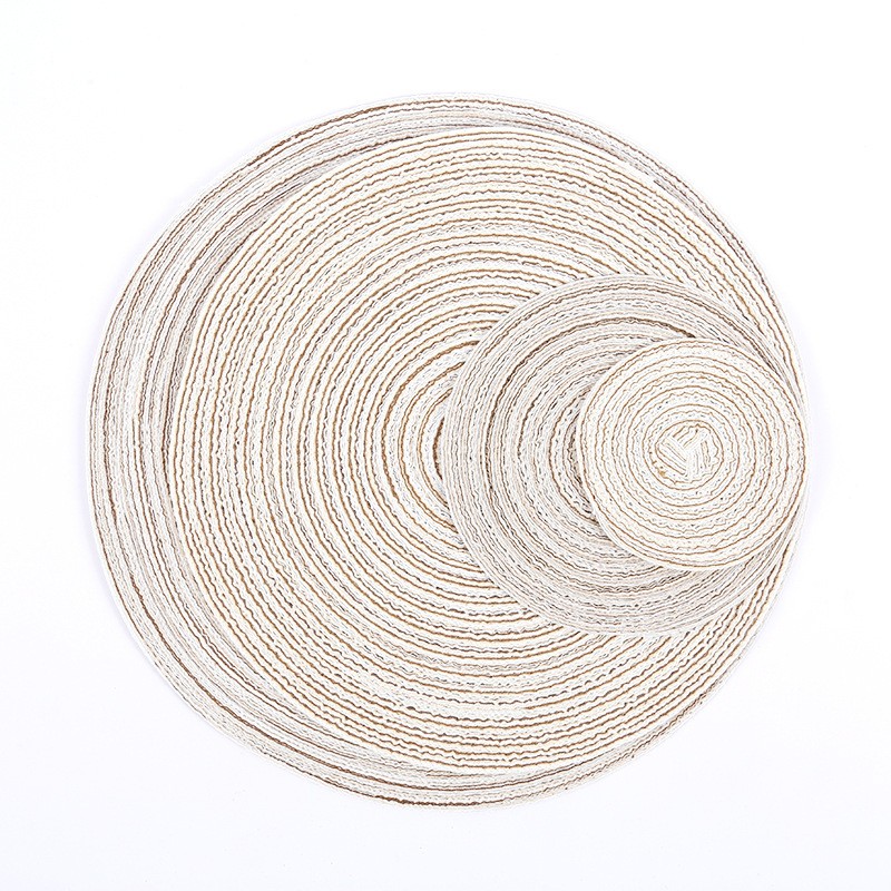 Beige Circle Diameter 36Cm Nordic Cotton Yarn Placemat Clearance