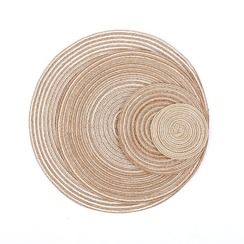 Coffee Color Circle Diameter 30Cm Nordic Cotton Yarn Placemat