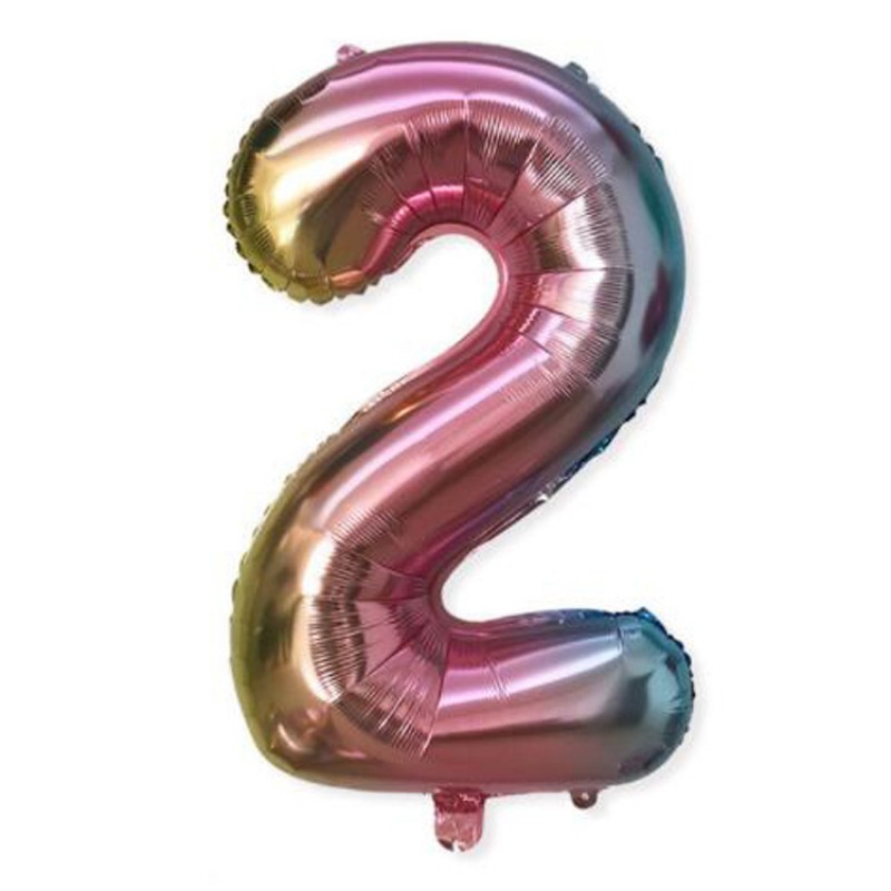 32 Inch Gradient Number 2 Birthday Balloons Aluminium Foil