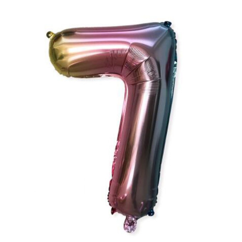 32 Inch Gradient Number 7 Birthday Balloons Aluminium Foil