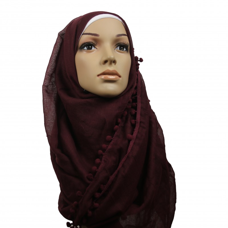 Cocoa Bean Pom Pom Maxi Hijab