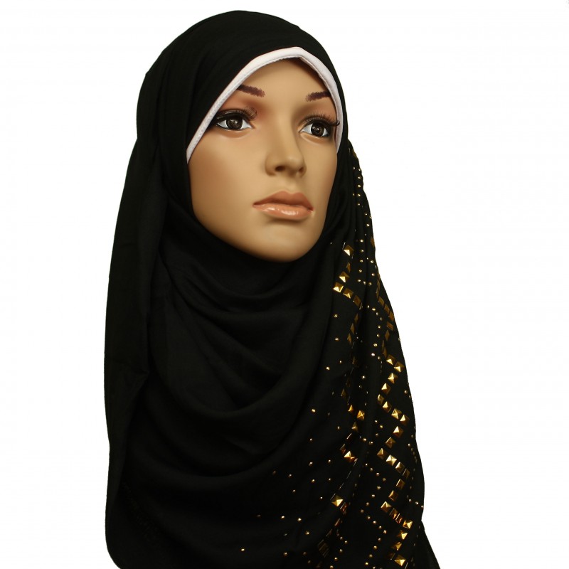 Black Zig Zag Studded Hijab