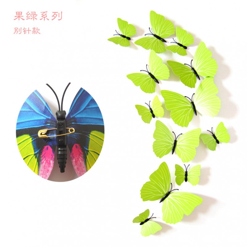 H 007 Vegetarian Green Pin Set Of 12 PVC Butterfly Clearance
