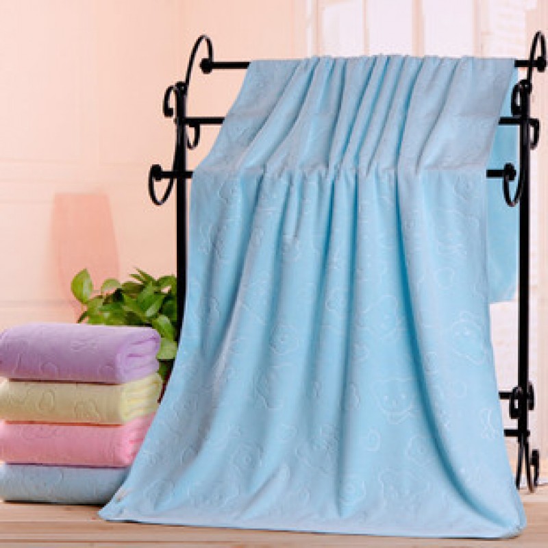 Light Blue Cm 150 Grams Embossed 70X140 Microfiber Towel Large